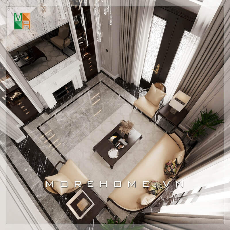 Morehome gợi ý cho bạn mẫu thiết kế không gian phòng khách đẹp dành cho căn hộ cao cấp như biệt thự, penthouse, chung cư, nhà phố tân cổ điển. Đón xem các mẫu thiết kế phòng khách ưa chuộng nhất hiện nay