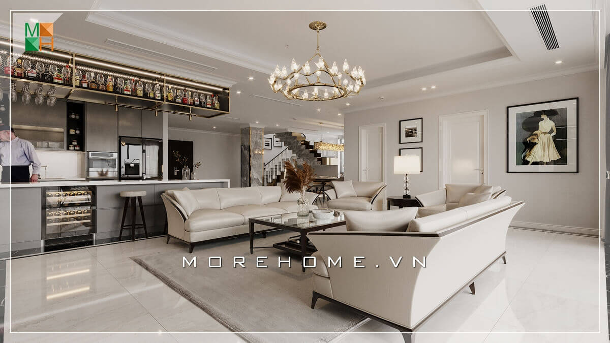 Với tone màu trắng chủ đạo thì bộ bàn ghế sofa cao cấp màu trắng là một sự kết hợp hoàn hảo tạo nên một không gian phòng khách sang trọng và tiện nghi, Đón xem các mẫu thiết kế phòng khách ưa chuộng nhất hiện nay