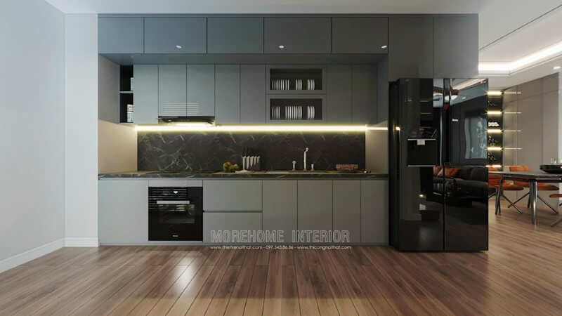 Mẫu tủ bếp gỗ công nghiệp đẹp phù hợp với mọi căn hộ chung cư Tủ bếp gỗ công nghiệp và tủ bếp acrylic