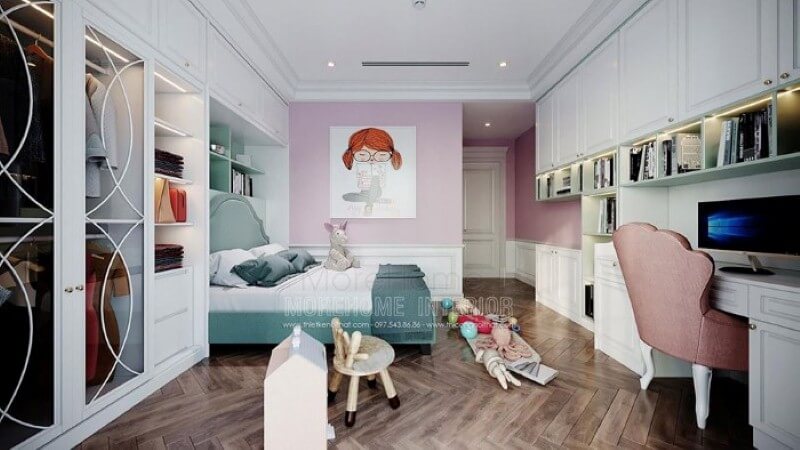Sắp xếp nội thất phòng con gái đẹp, đáng yêu. Thiết kế nội thất phòng ngủ biệt thự