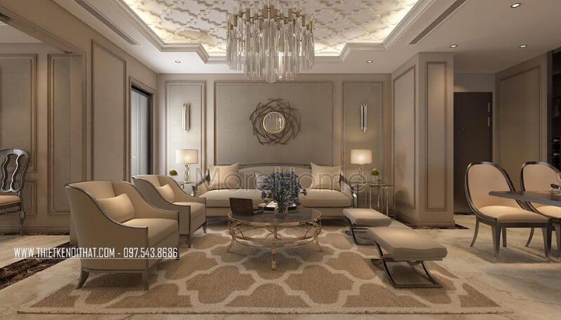 Thiết kế nội thất chung cư phong cách tân cổ điển sang trọng và ấn tượng