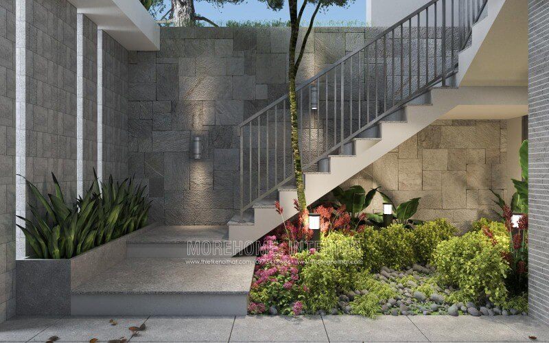 Trang trí tiểu cảnh khô gầm cầu thang đẹp cho biệt thự, nhà phố tại Vinh, Nghệ An.