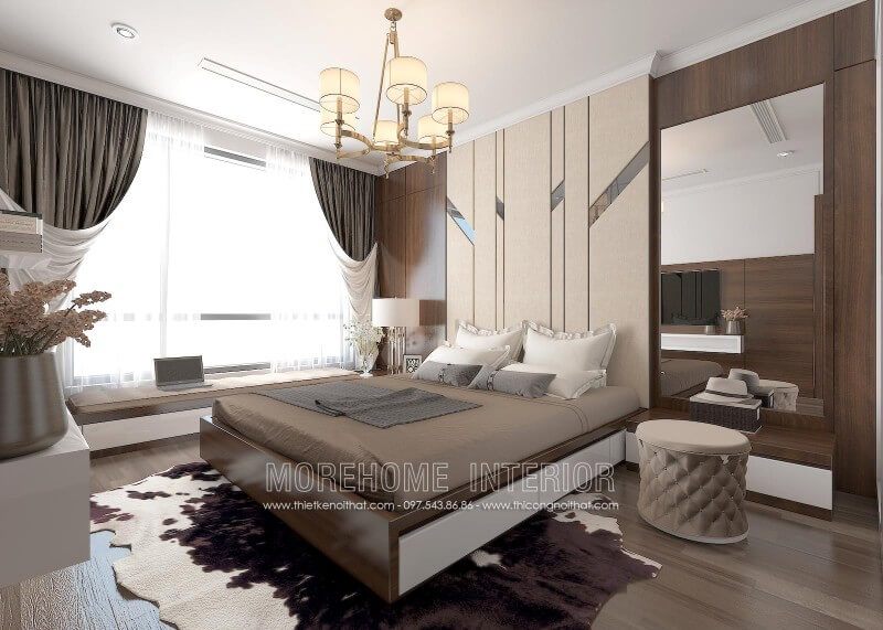 Mẫu giường ngủ gỗ công nghiệp đơn giản nhưng vẫn mang lại sự độc đáo.